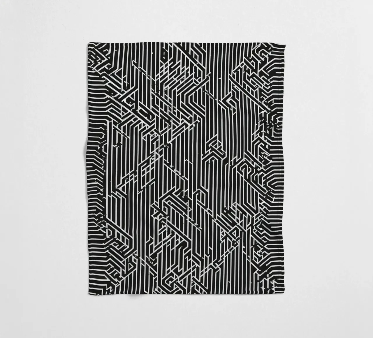 Modello geometrico astratto di linee in bianco e nero coperta in pile da DesignDoodle