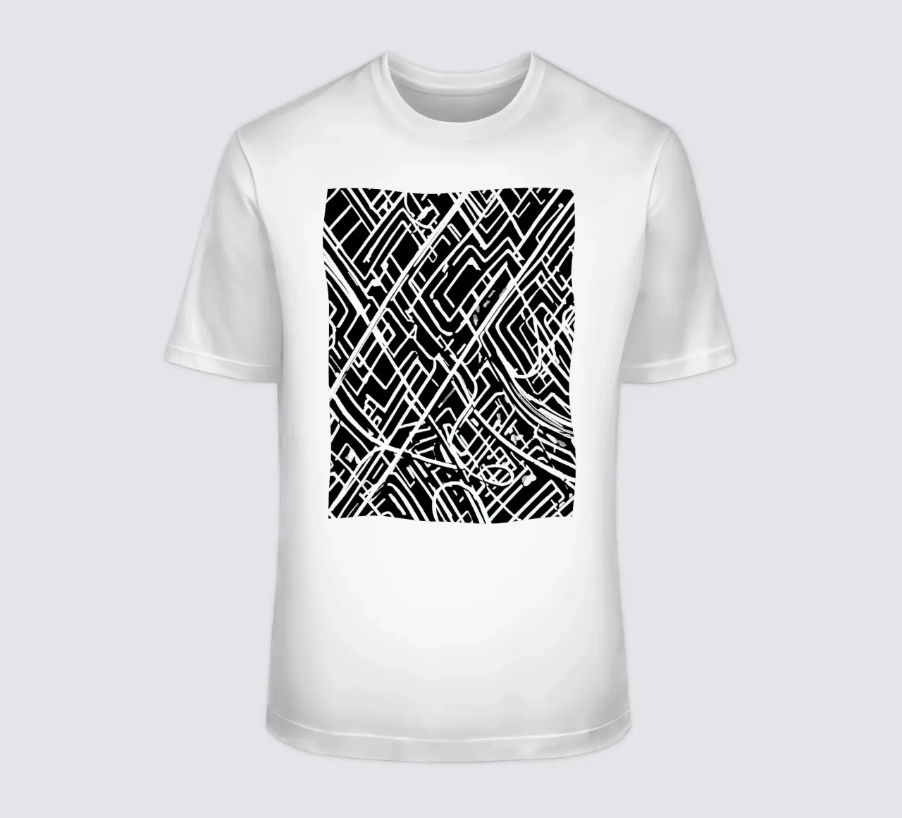 Abstract Black and White Intersecting Line Pattern t-shirt by DesignDoodle