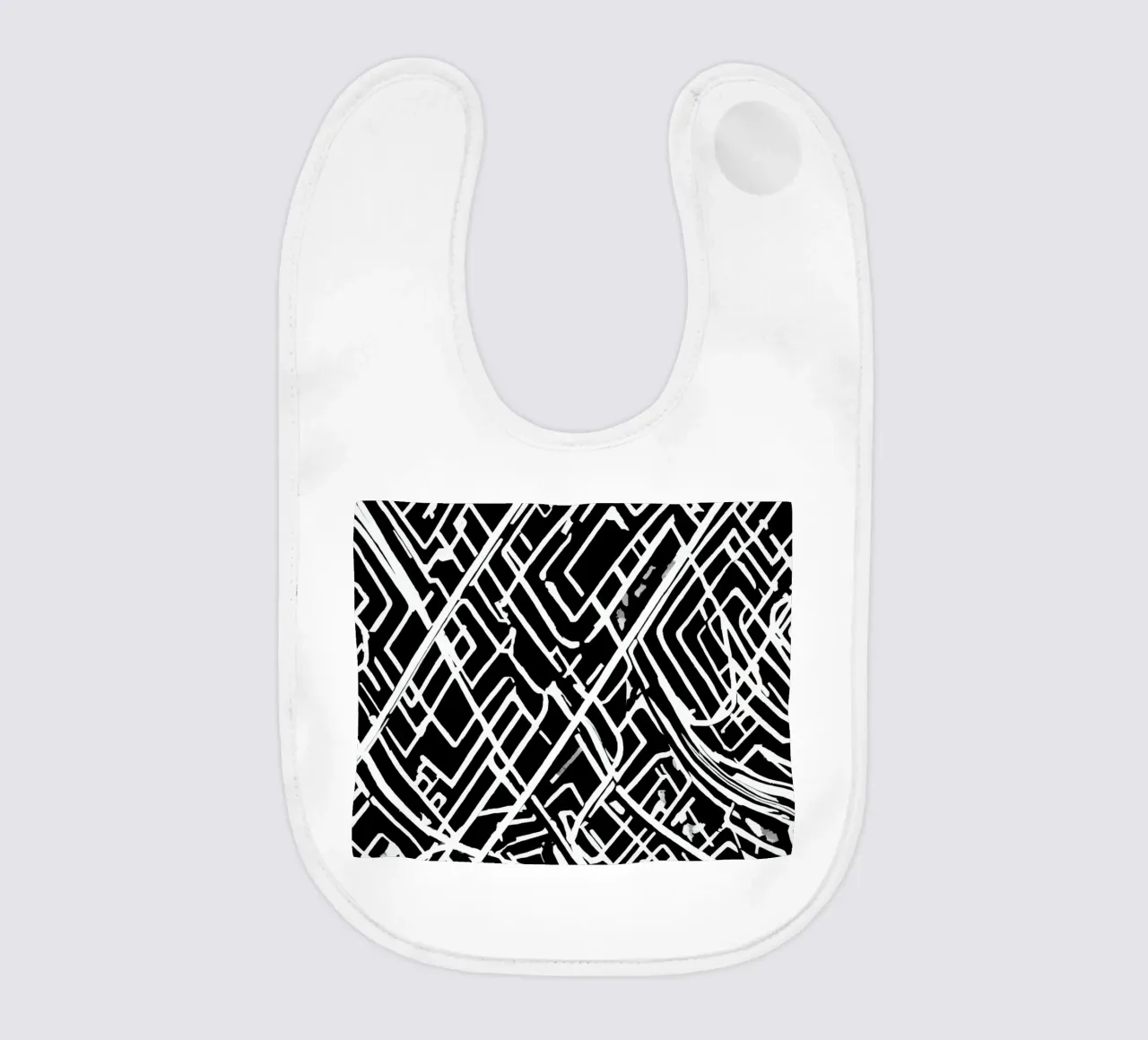 Modello astratto di linee intersecanti in bianco e nero bavaglino da DesignDoodle