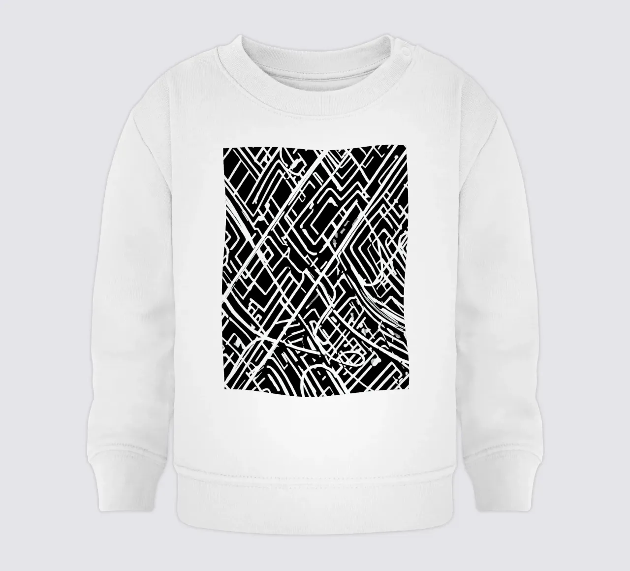 Modello astratto di linee intersecanti in bianco e nero felpa neonato da DesignDoodle