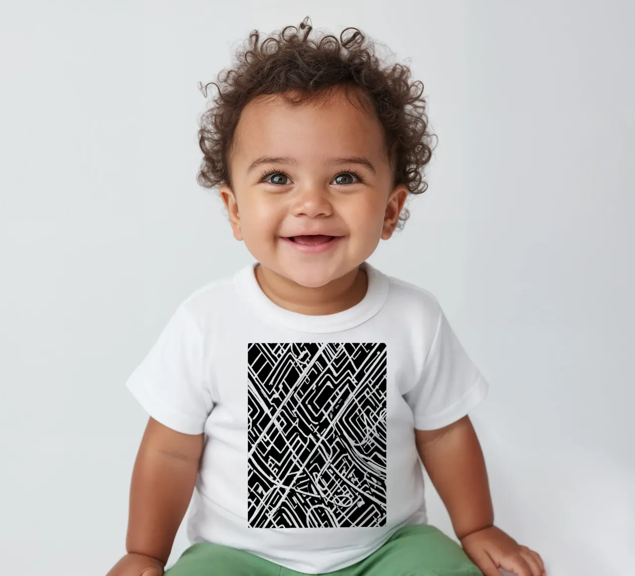 Modello astratto di linee intersecanti in bianco e nero maglietta neonato da DesignDoodle