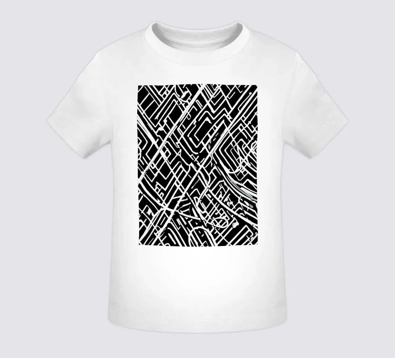 Modello astratto di linee intersecanti in bianco e nero maglietta neonato da DesignDoodle