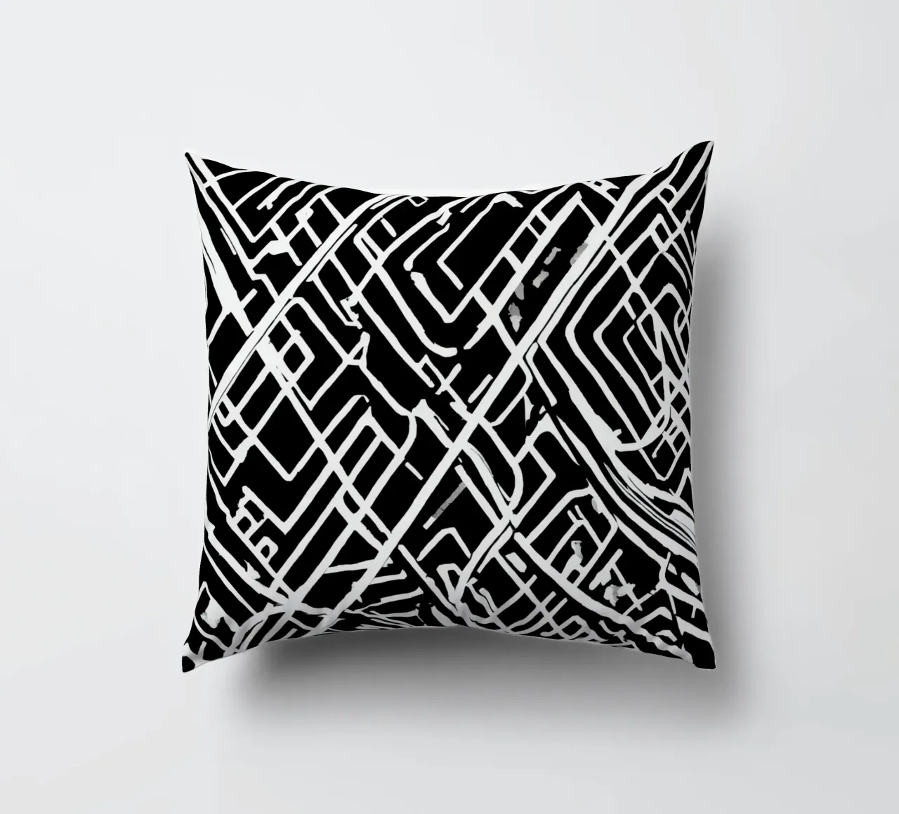Modello astratto di linee intersecanti in bianco e nero cuscino da DesignDoodle