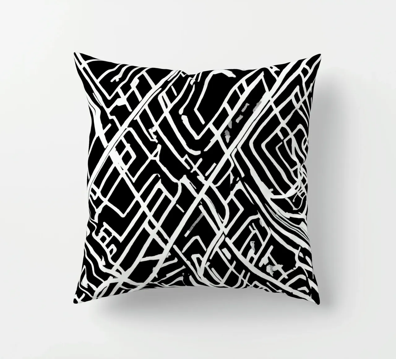Modello astratto di linee intersecanti in bianco e nero cuscino da DesignDoodle