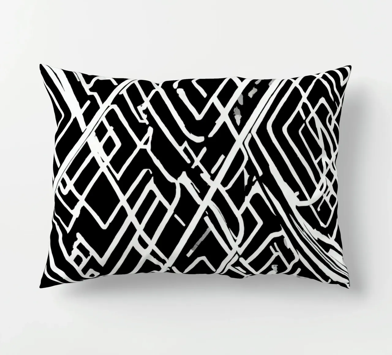 Modello astratto di linee intersecanti in bianco e nero cuscino da DesignDoodle