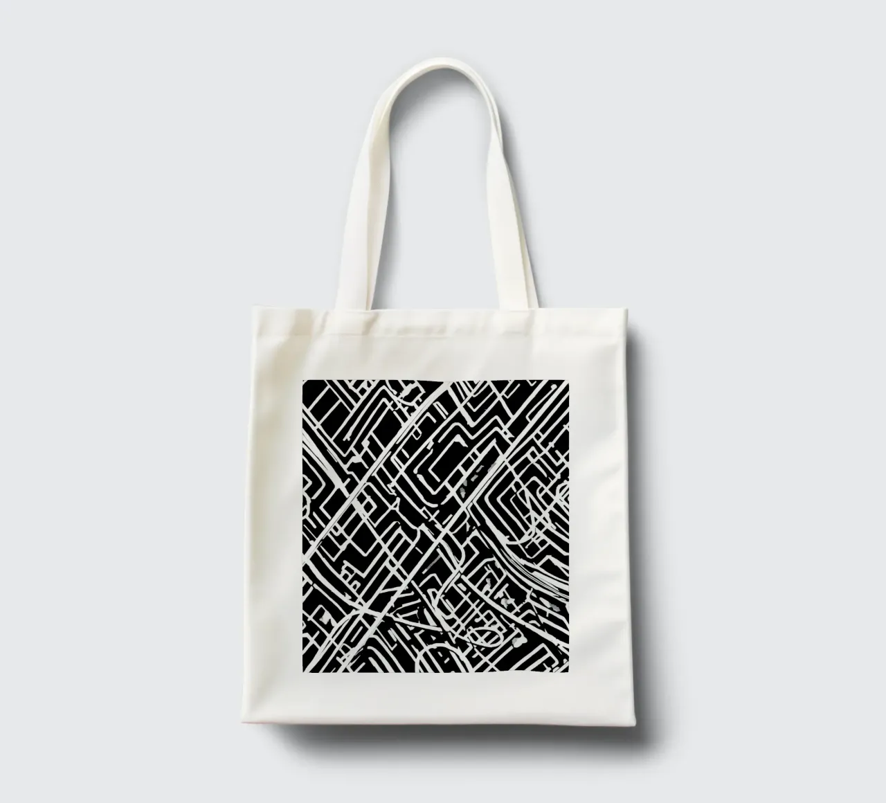 Modello astratto di linee intersecanti in bianco e nero borsa in juta da DesignDoodle