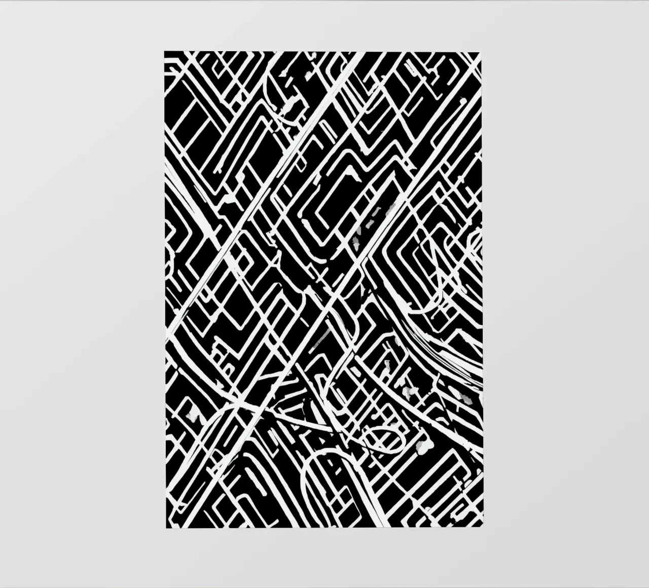 Modello astratto di linee intersecanti in bianco e nero telo in pvc da DesignDoodle