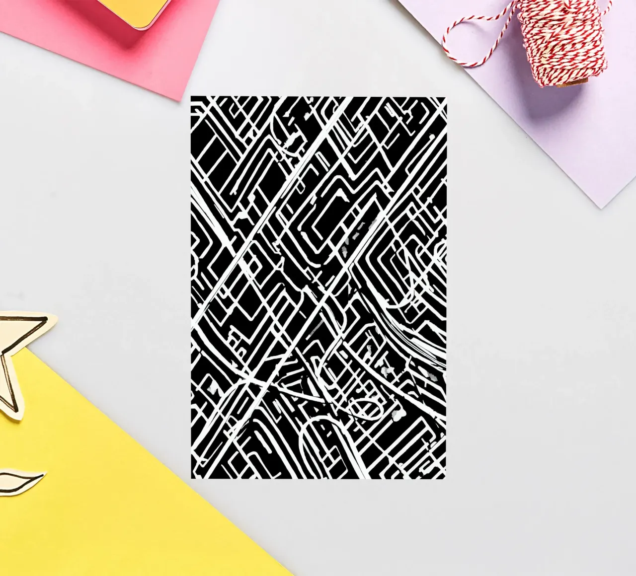 Abstract Black and White Intersecting Line Pattern sticker by DesignDoodle