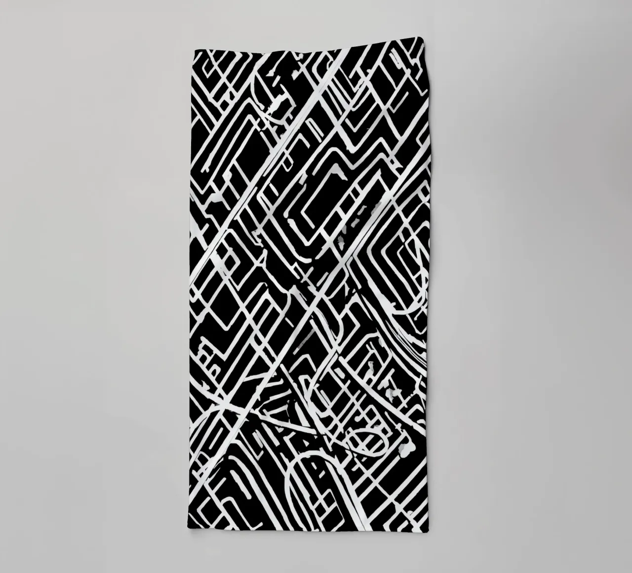 Abstract Black and White Intersecting Line Pattern towel by DesignDoodle