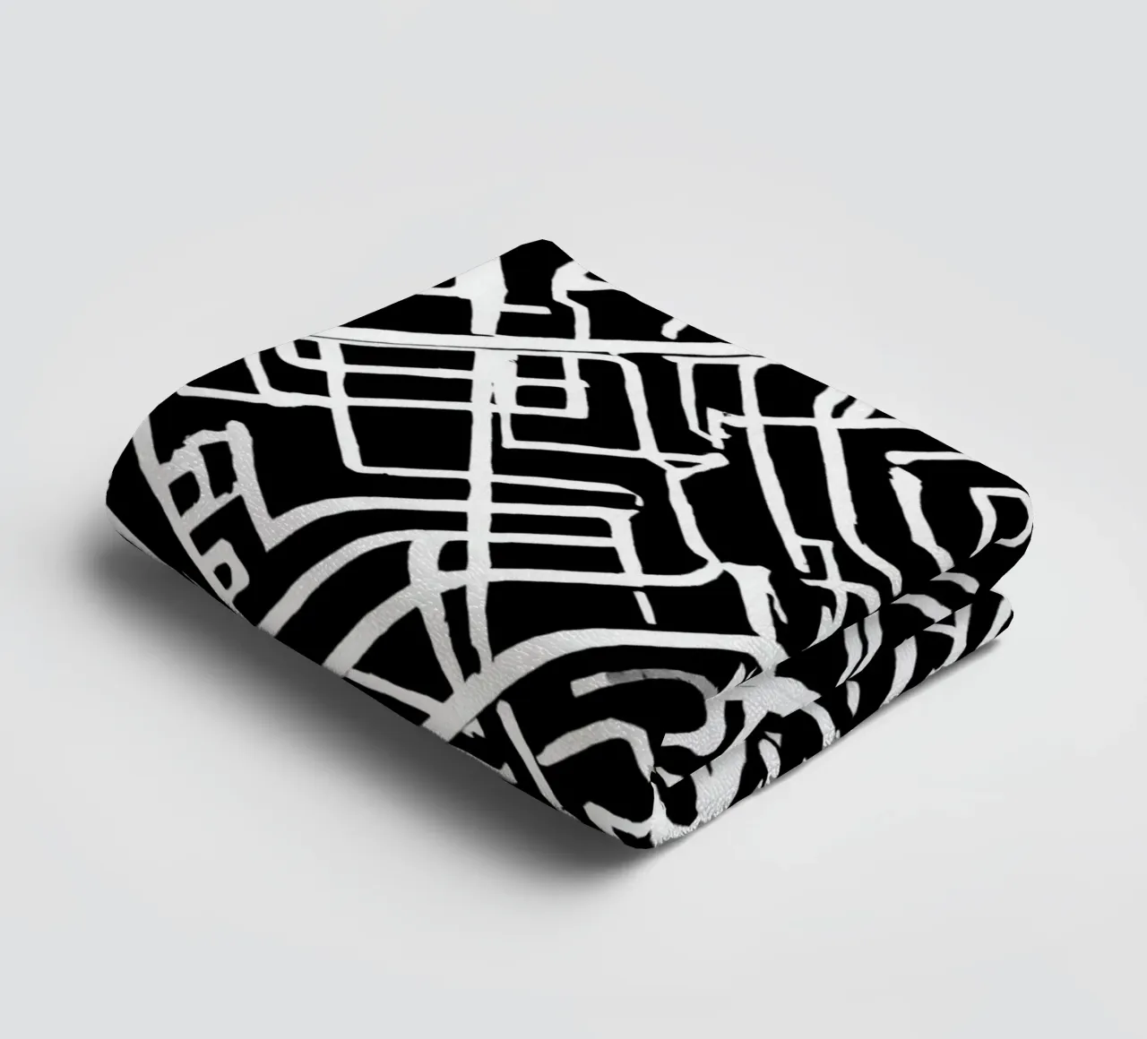 Abstract Black and White Intersecting Line Pattern towel by DesignDoodle