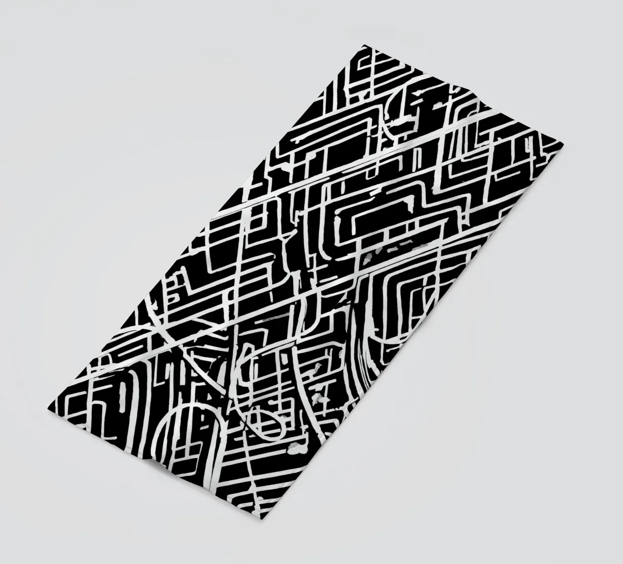 Modello astratto di linee intersecanti in bianco e nero telo mare da DesignDoodle