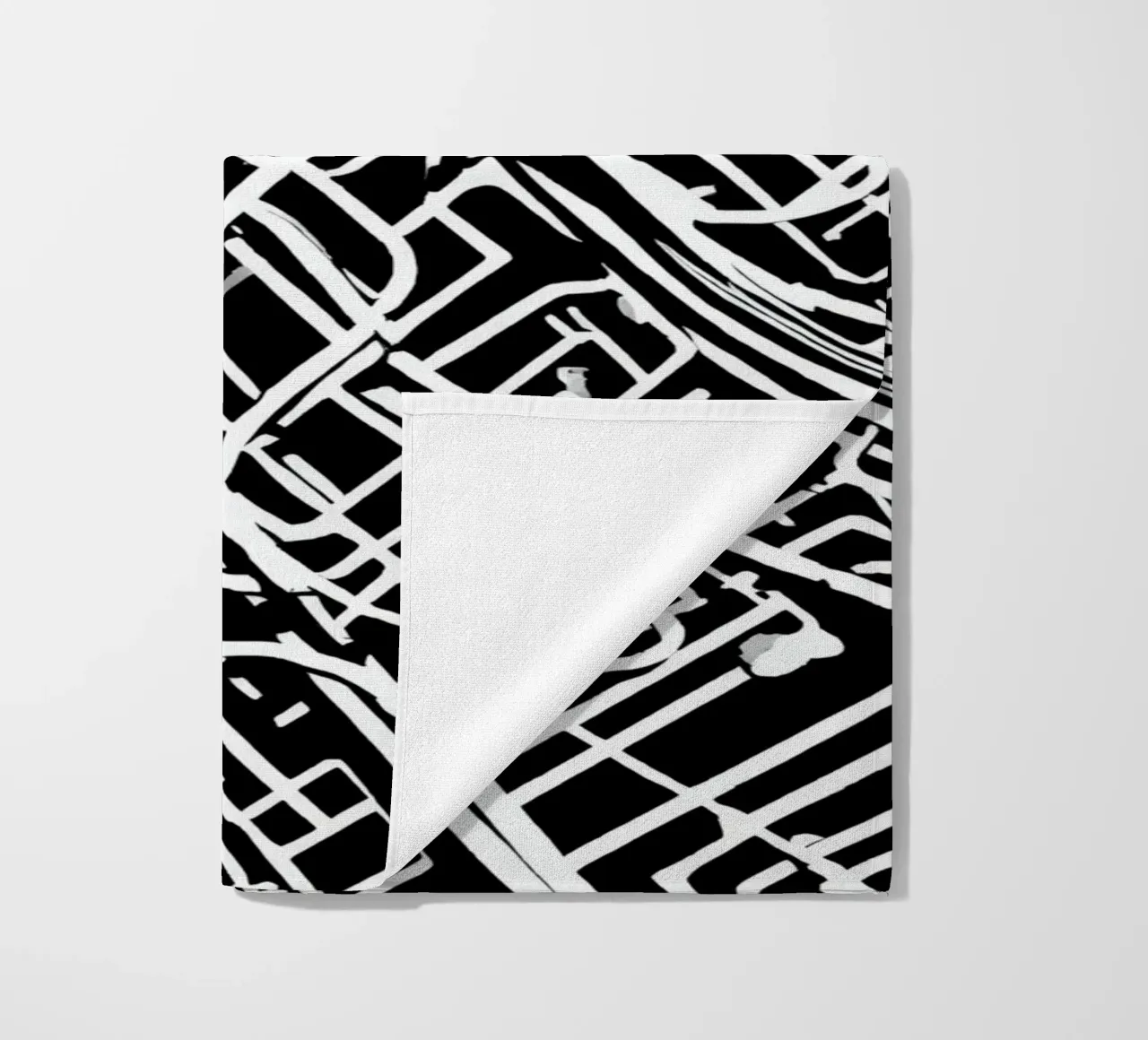 Modello astratto di linee intersecanti in bianco e nero telo mare da DesignDoodle