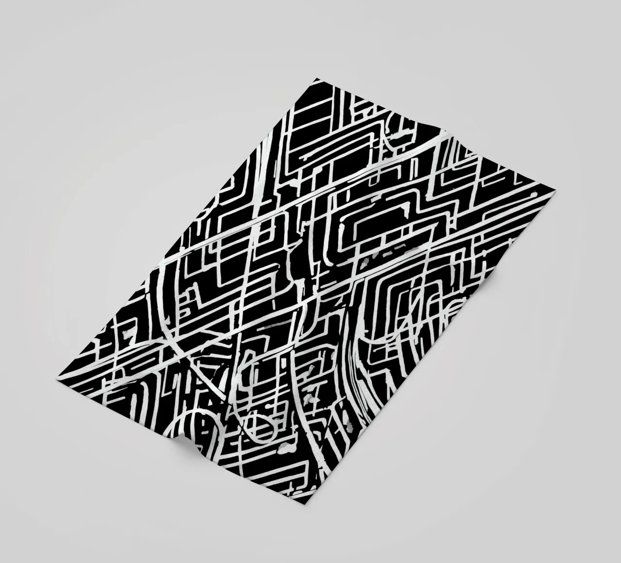 Modello astratto di linee intersecanti in bianco e nero telo mare da DesignDoodle