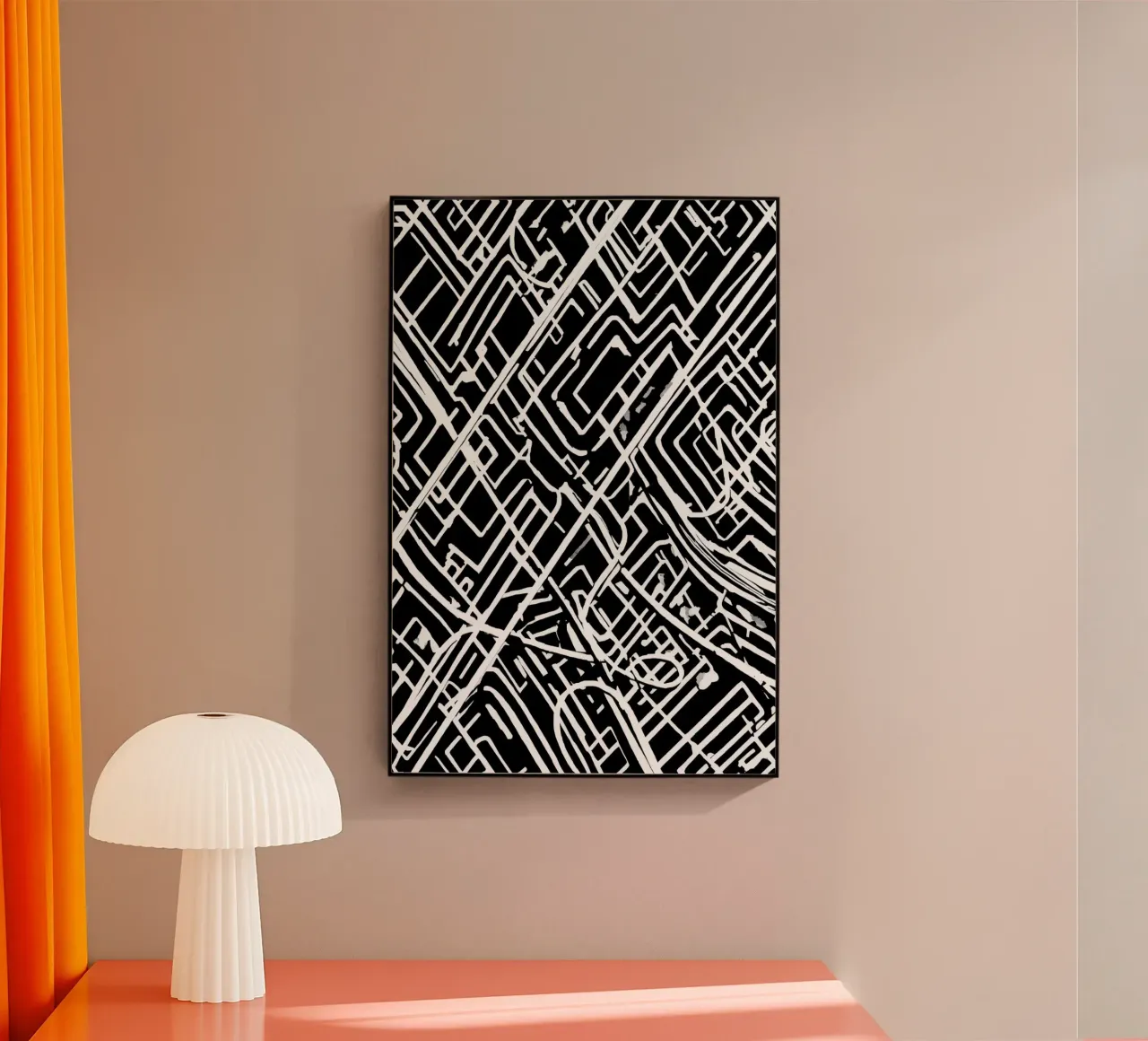 Modello astratto di linee intersecanti in bianco e nero plexiglass da DesignDoodle