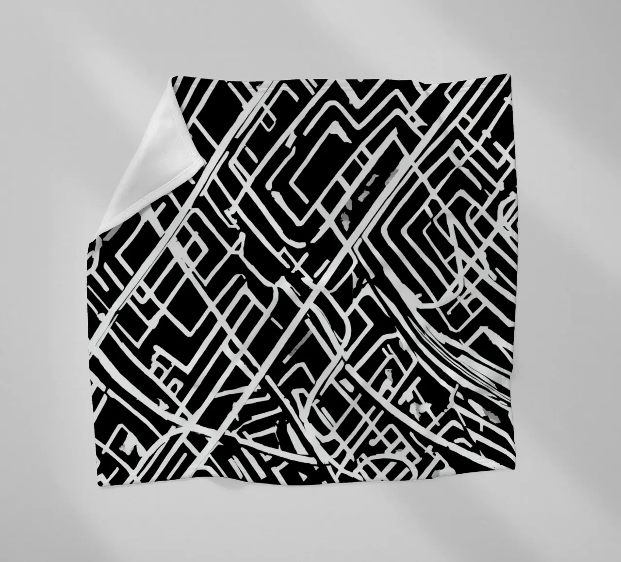 Abstract Black and White Intersecting Line Pattern fleece blanket by DesignDoodle