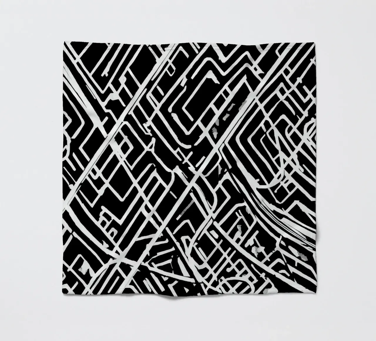 Abstract Black and White Intersecting Line Pattern fleece blanket by DesignDoodle