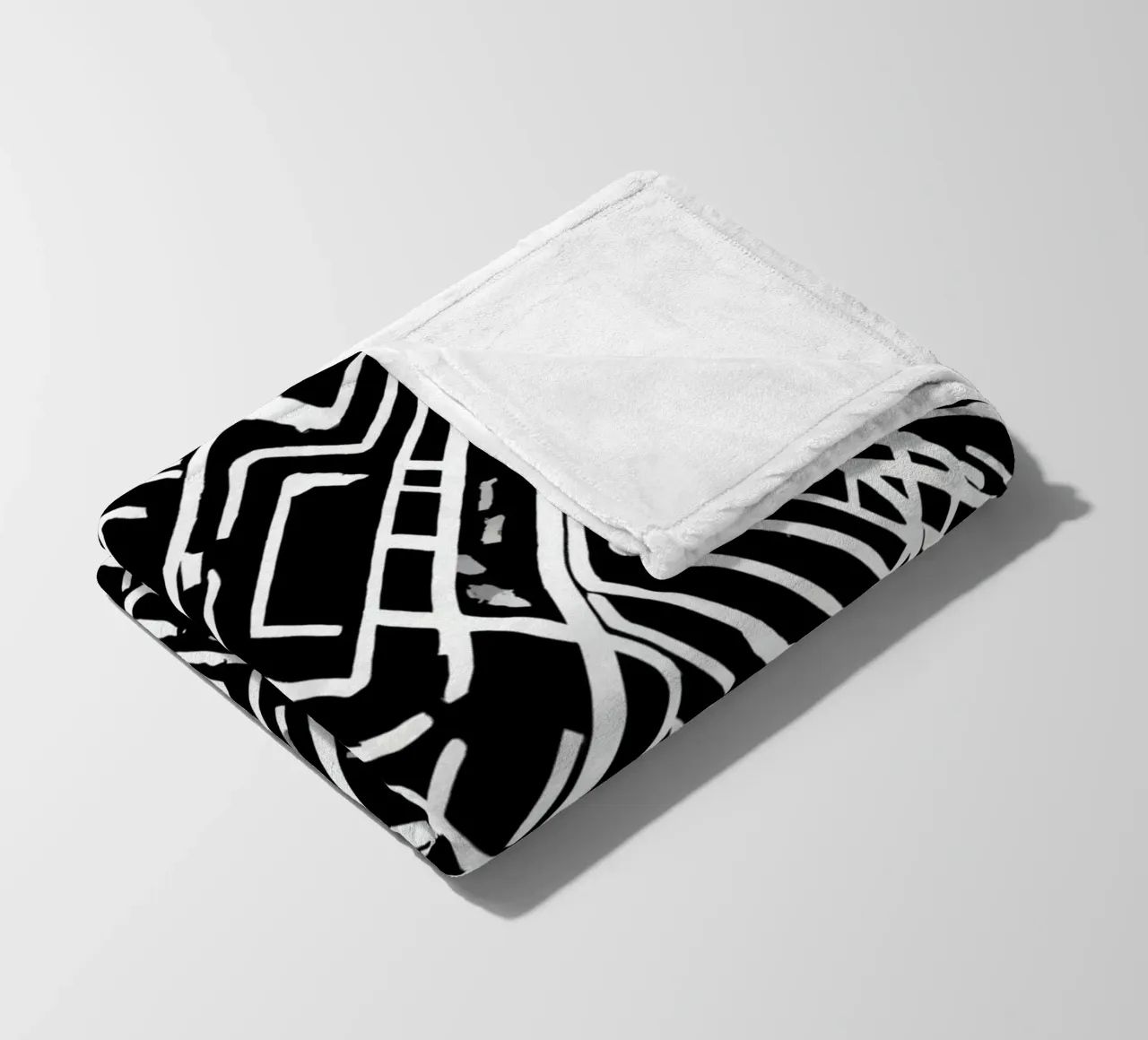 Abstract Black and White Intersecting Line Pattern fleece blanket by DesignDoodle