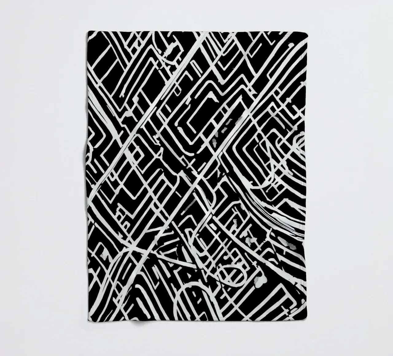 Abstract Black and White Intersecting Line Pattern fleece blanket by DesignDoodle
