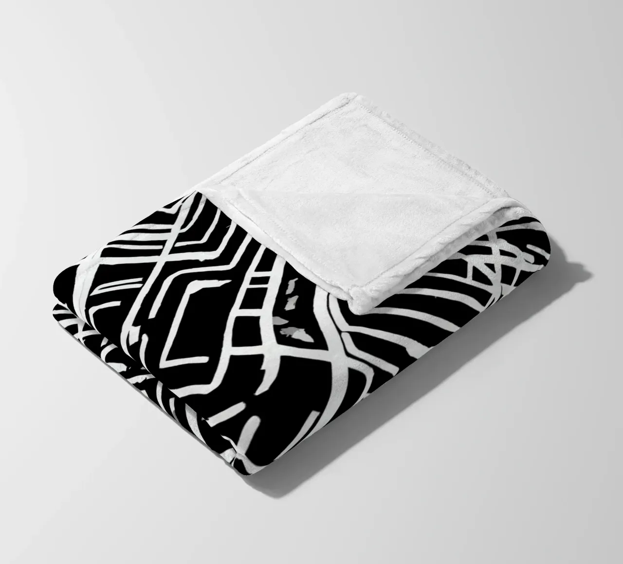 Abstract Black and White Intersecting Line Pattern fleece blanket by DesignDoodle
