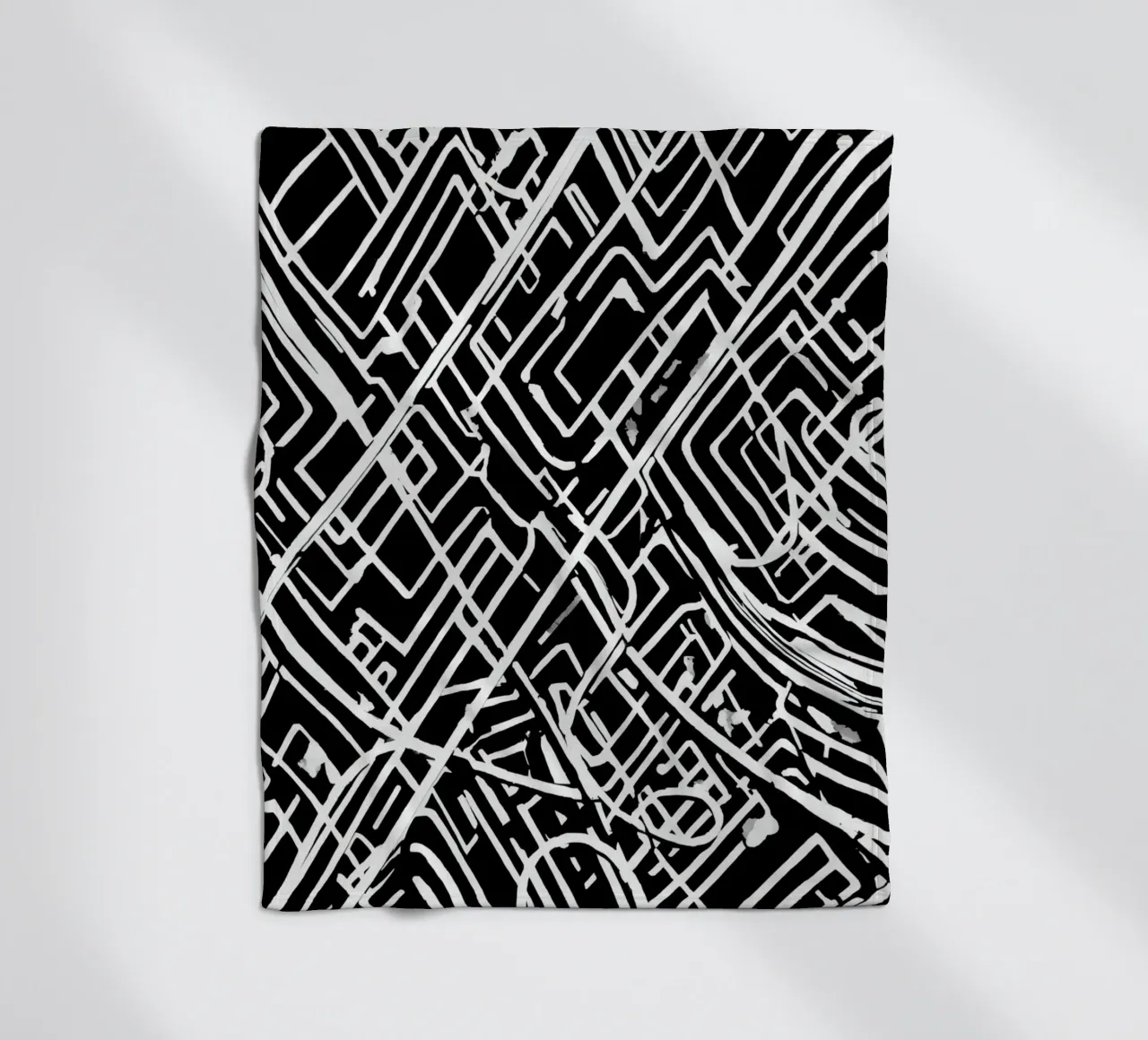 Abstract Black and White Intersecting Line Pattern fleece blanket by DesignDoodle
