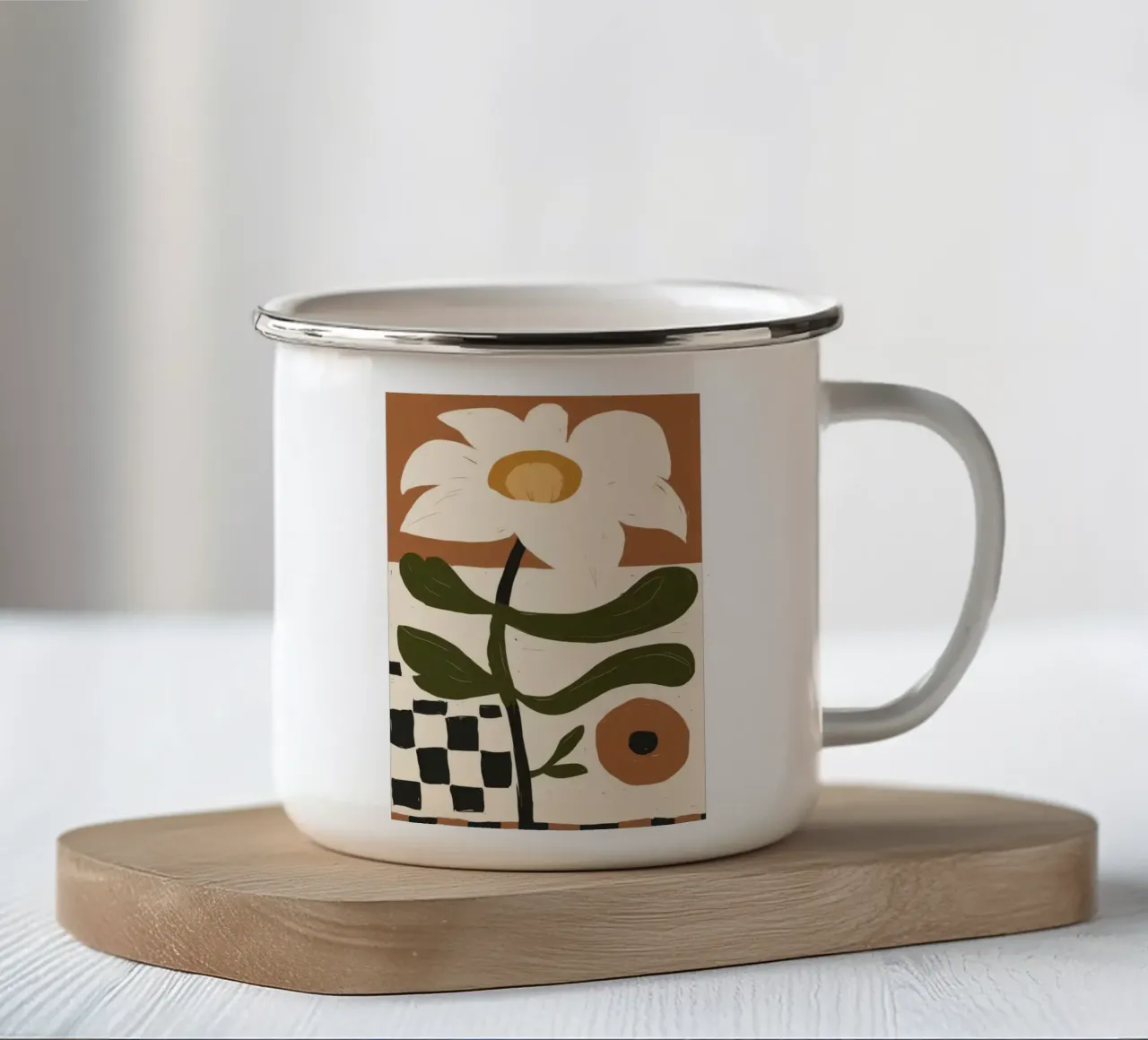 Scacco matto ai fiori in grassetto tazza in smalto da Bara Suara