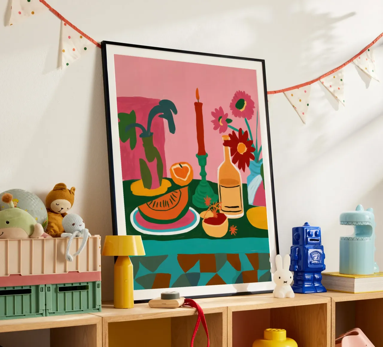 Serenata della cena cremisi poster con telaio in plastica da Bara Suara