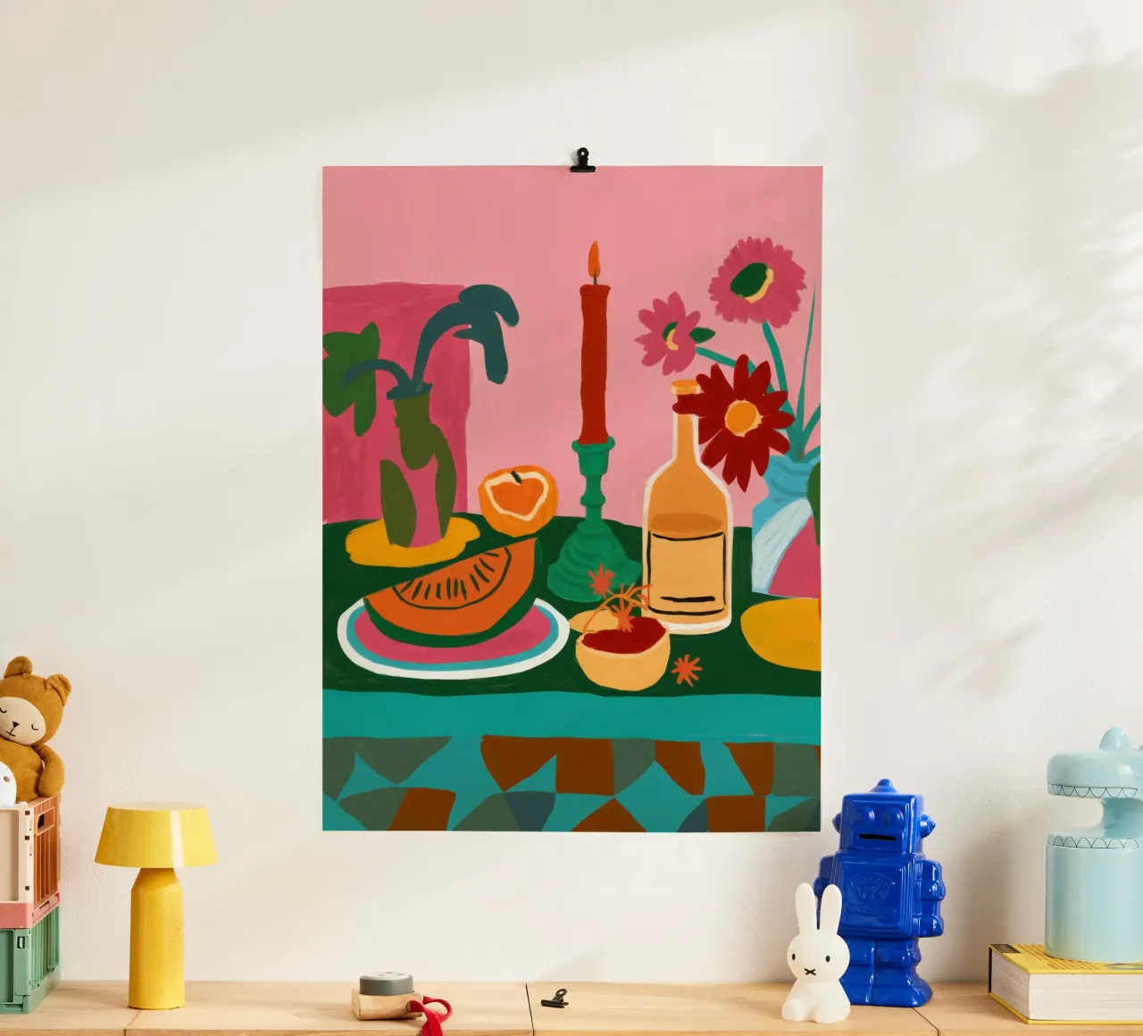 Serenata della cena cremisi poster con telaio in plastica da Bara Suara