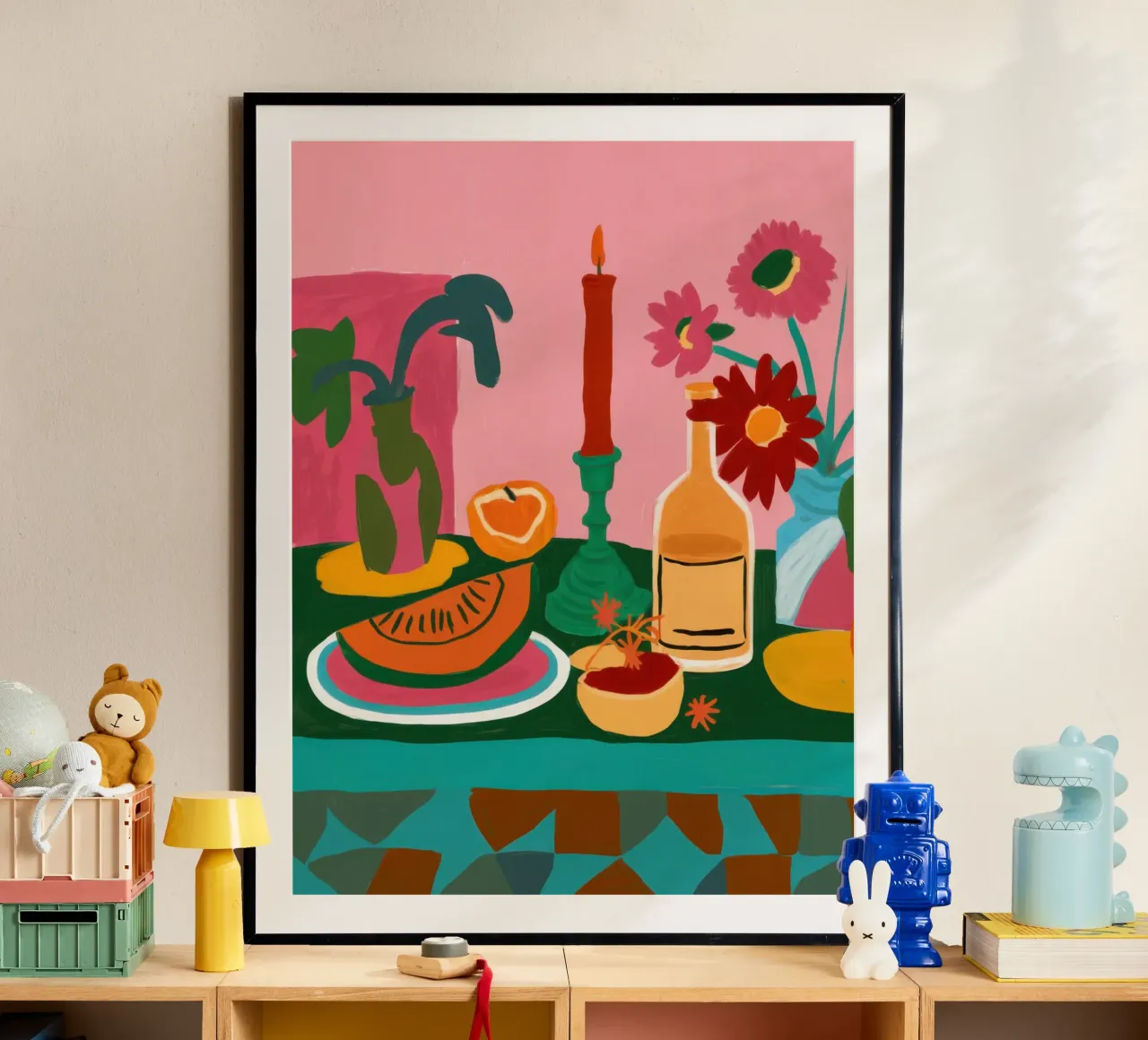 Serenata della cena cremisi poster con telaio in plastica da Bara Suara