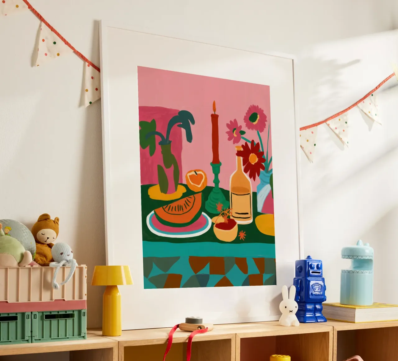Serenata della cena cremisi poster con telaio in plastica da Bara Suara