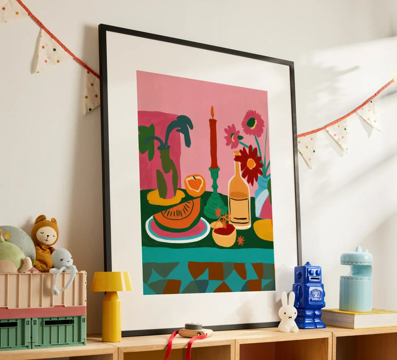 Serenata della cena cremisi poster con telaio in plastica da Bara Suara