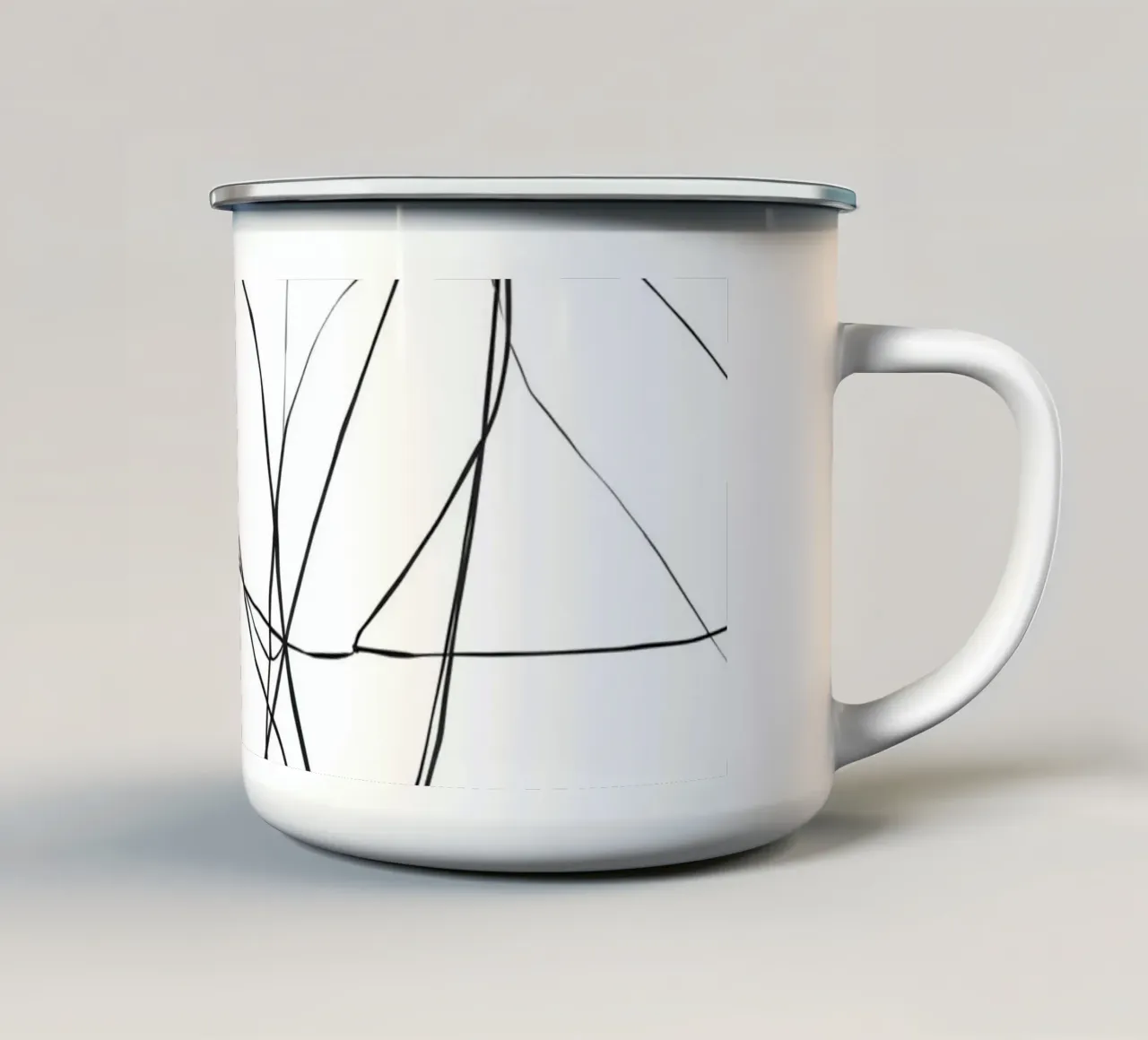 Linee nere astratte su sfondo bianco tazza in smalto da DesignDoodle