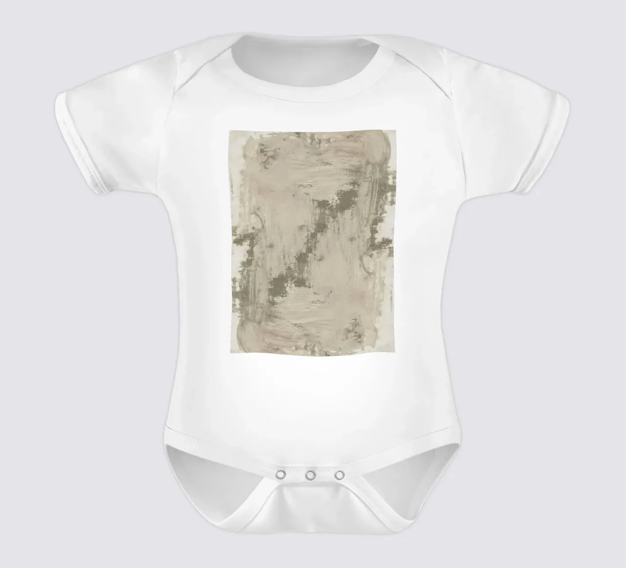 Abstracte penseelstreek in grijs en wit babyrompertje korte mouwen van DesignDoodle