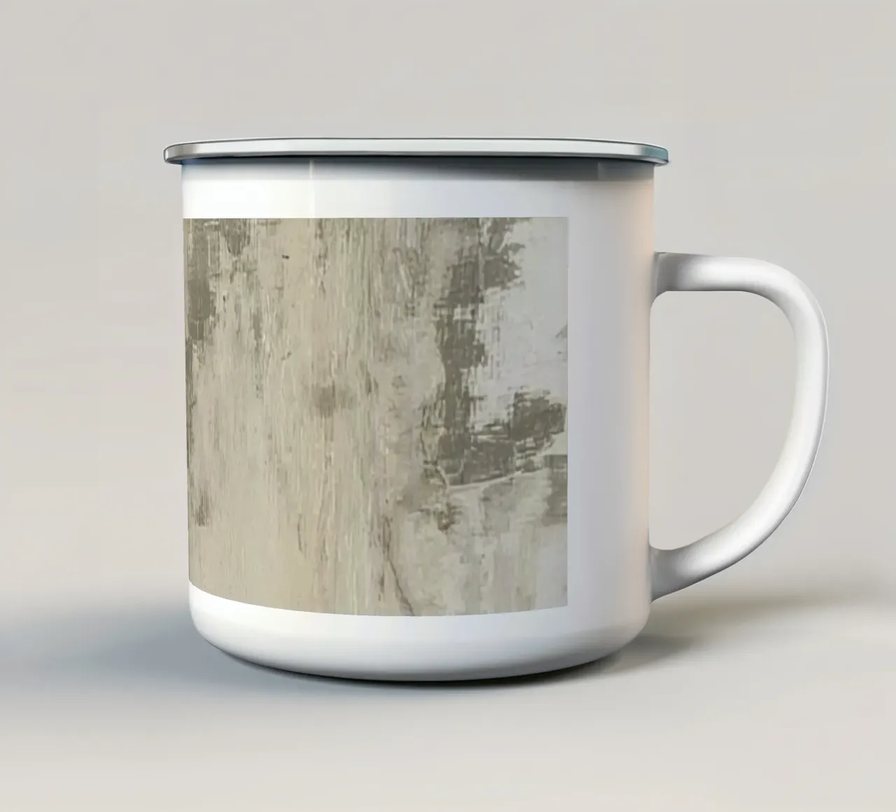 Abstracte penseelstreek in grijs en wit emaille mok van DesignDoodle