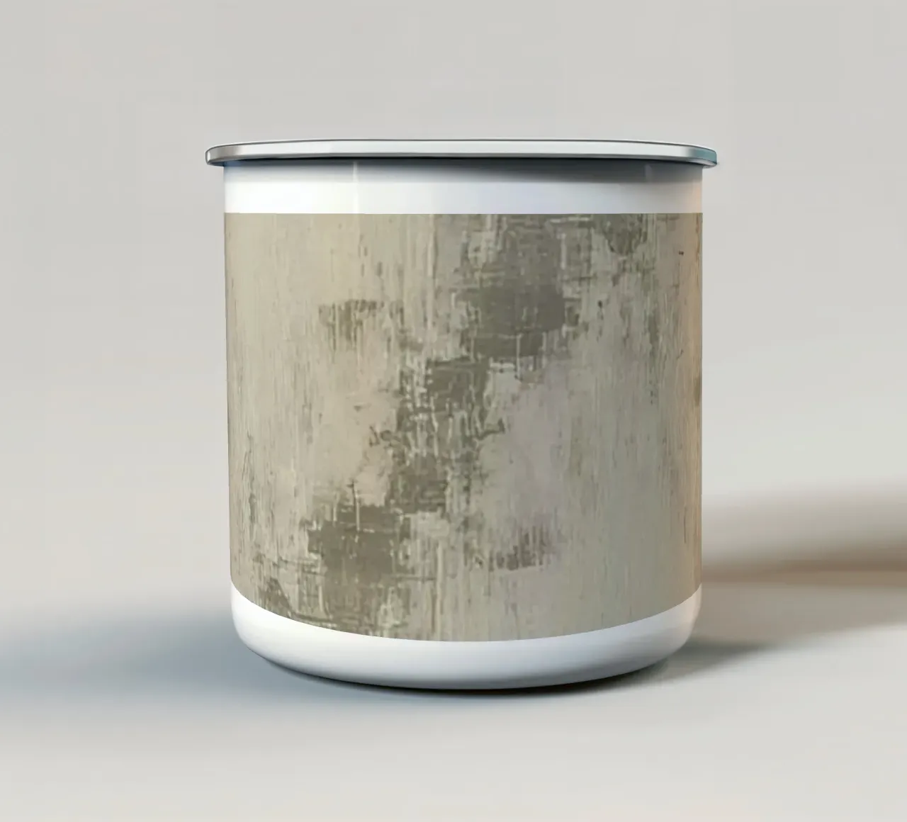 Abstracte penseelstreek in grijs en wit emaille mok van DesignDoodle