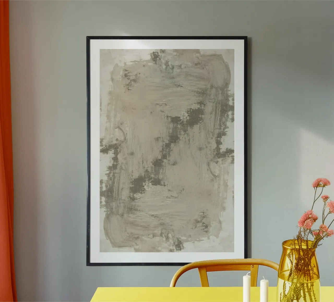 Abstrakte Pinselstrichmalerei in Grau und Weiß Poster von DesignDoodle