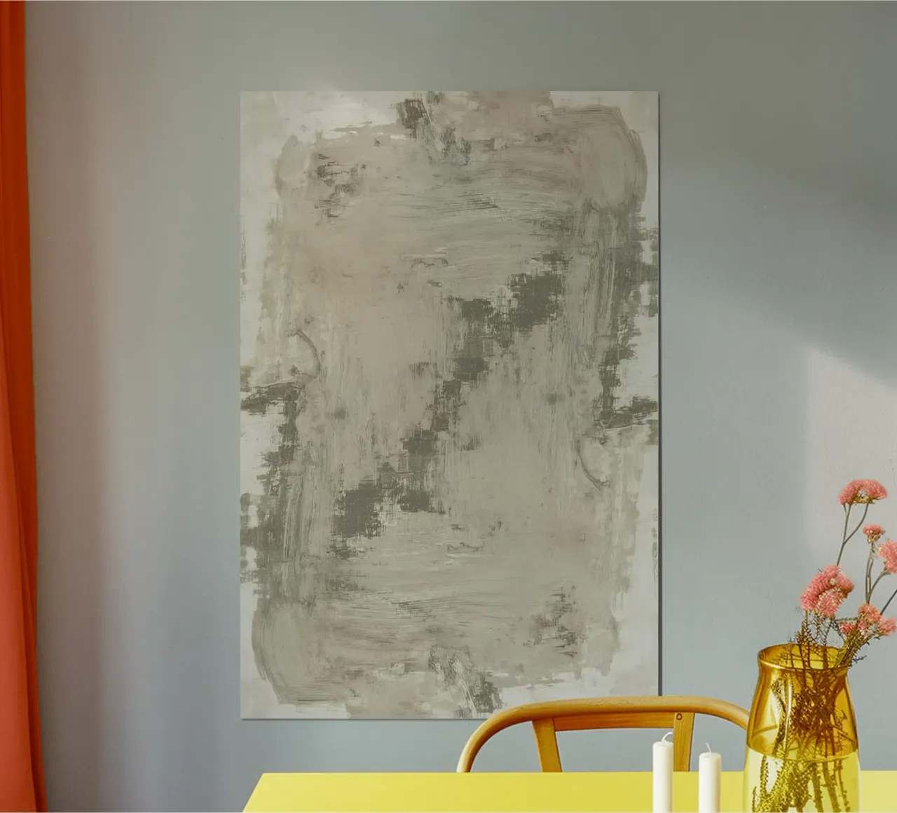 Abstrakte Pinselstrichmalerei in Grau und Weiß Poster von DesignDoodle