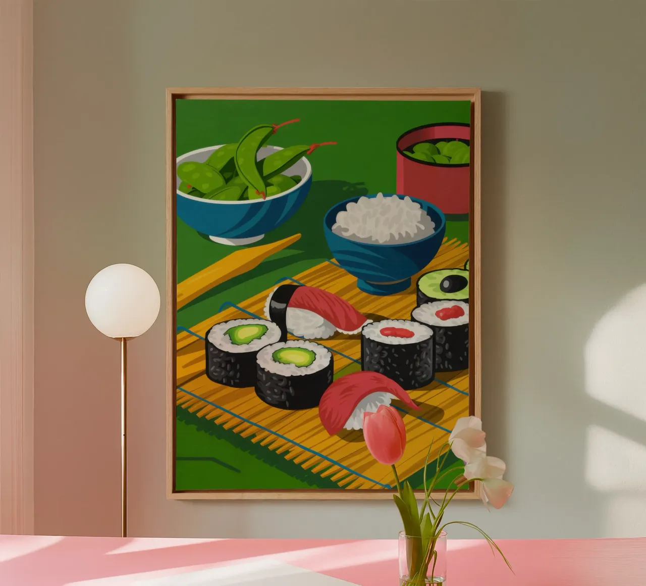 Sushi Making Stillness tela con Cornice a cassetta da Bara Suara