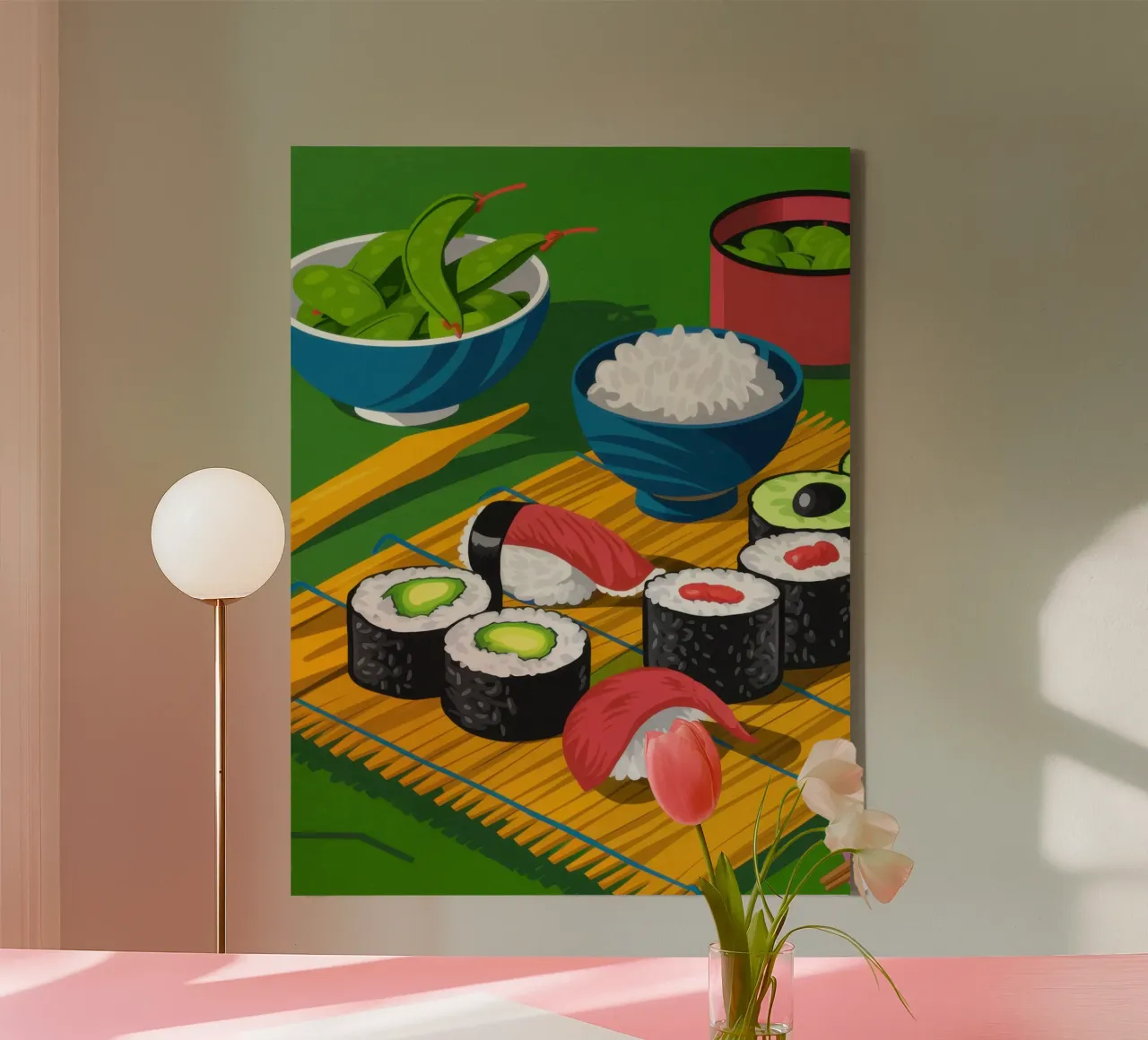 Sushi Making Stillness tela con Cornice a cassetta da Bara Suara