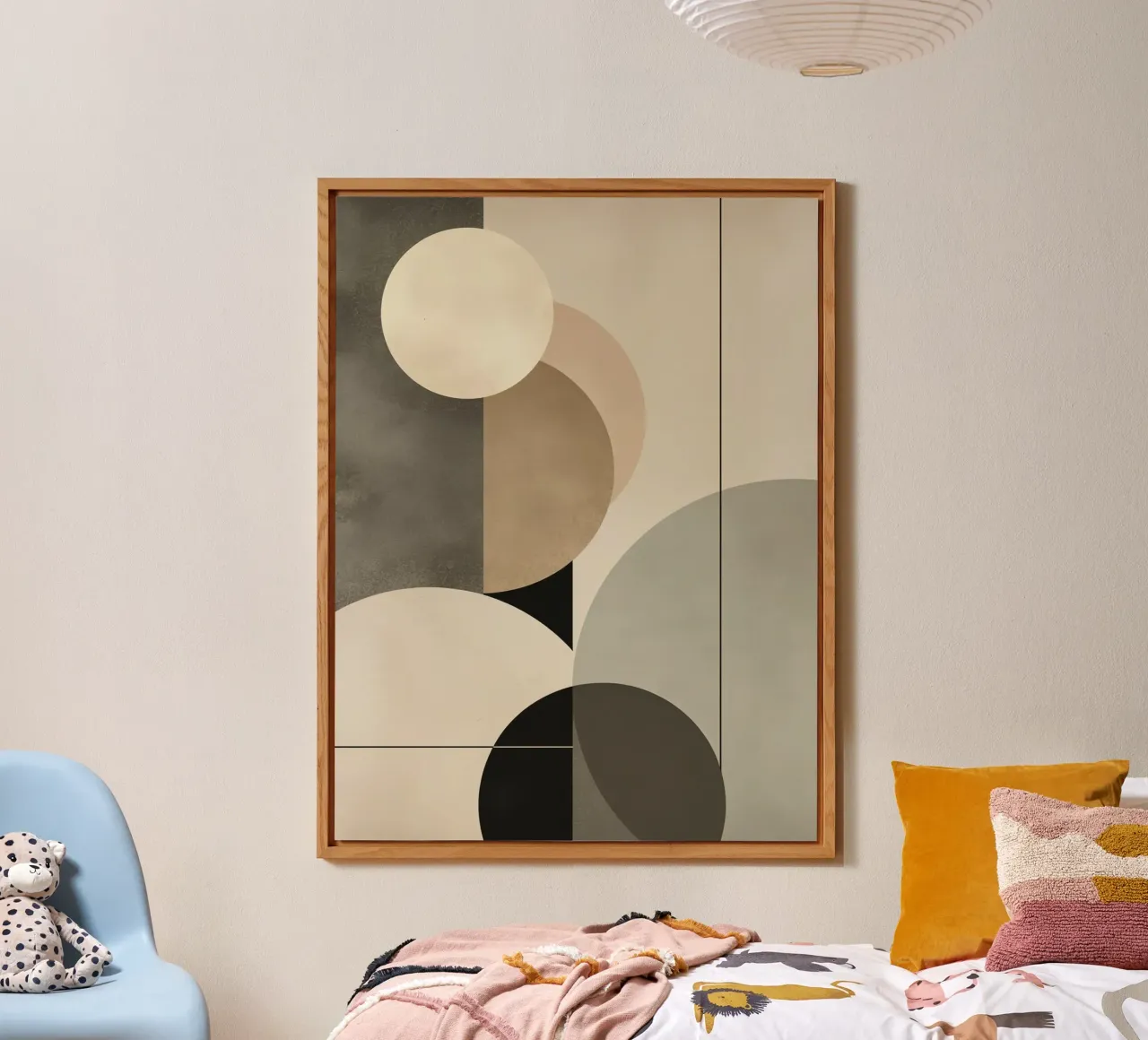 Composizione astratta di cerchi e forme geometriche alluminio dibond da DesignDoodle