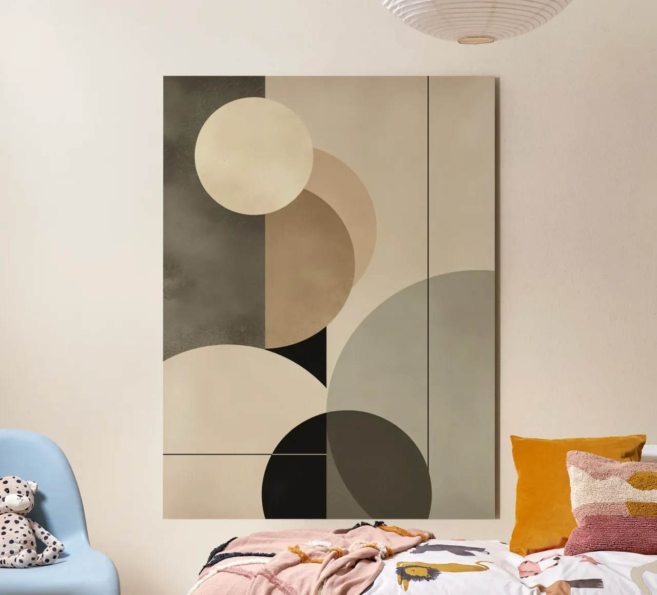 Composizione astratta di cerchi e forme geometriche alluminio dibond da DesignDoodle