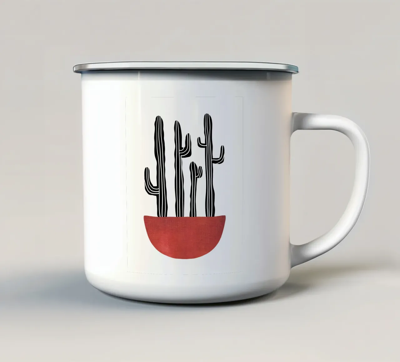Kaktus II - Mid century Line Art tazza in smalto da BAINAI