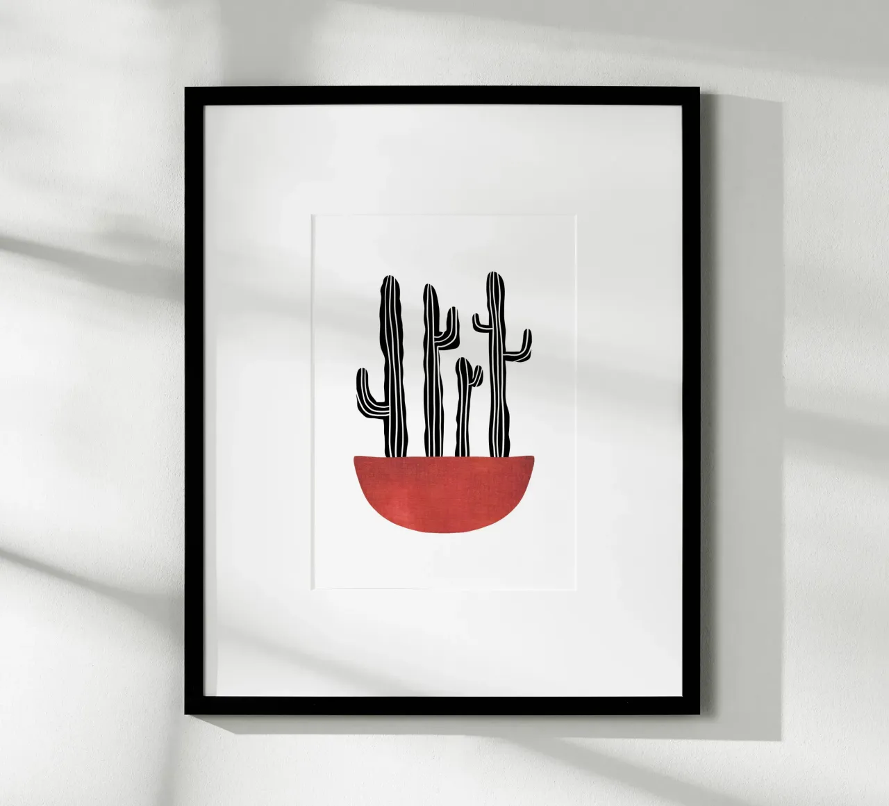 Kaktus II - Mid century Line Art poster con telaio in legno da BAINAI