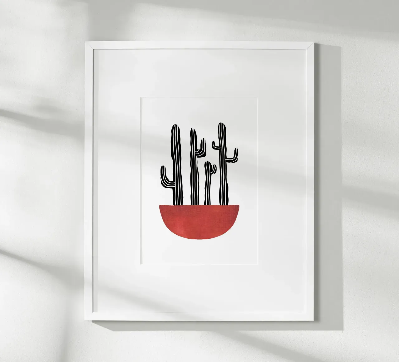 Kaktus II - Mid century Line Art poster con telaio in legno da BAINAI