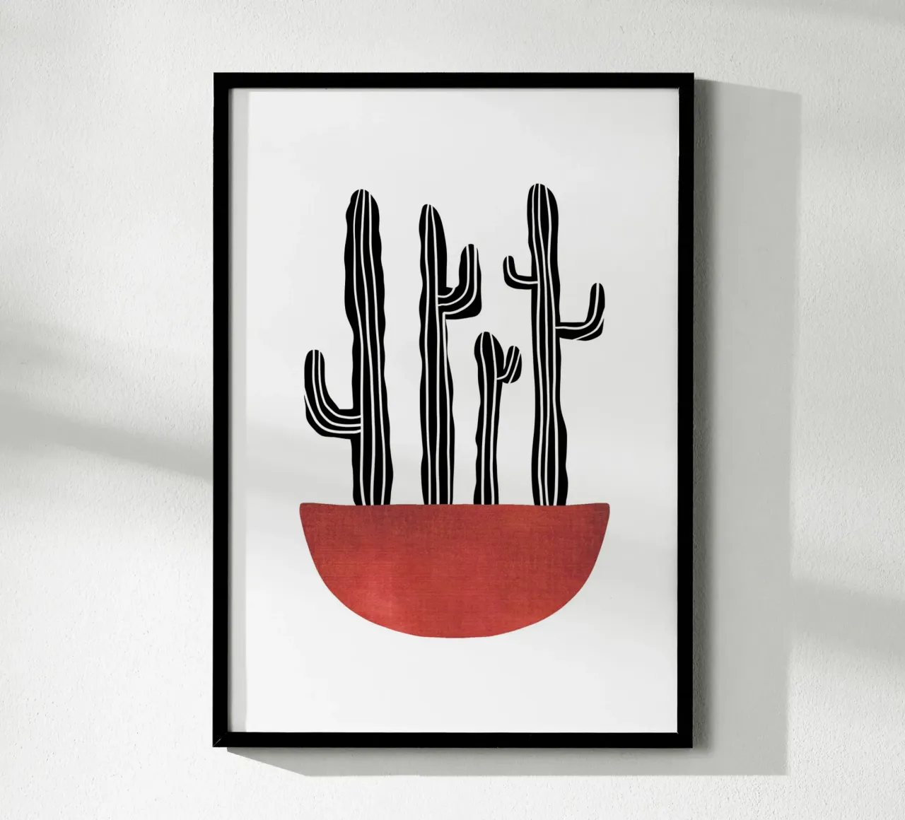 Kaktus II - Mid century Line Art poster con telaio in legno da BAINAI
