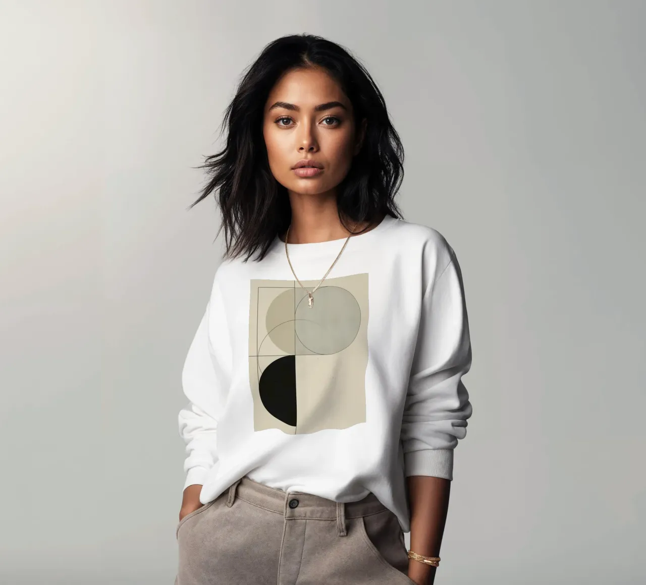 Abstract Composition of Circles Square and Lines sweatshirt by DesignDoodle