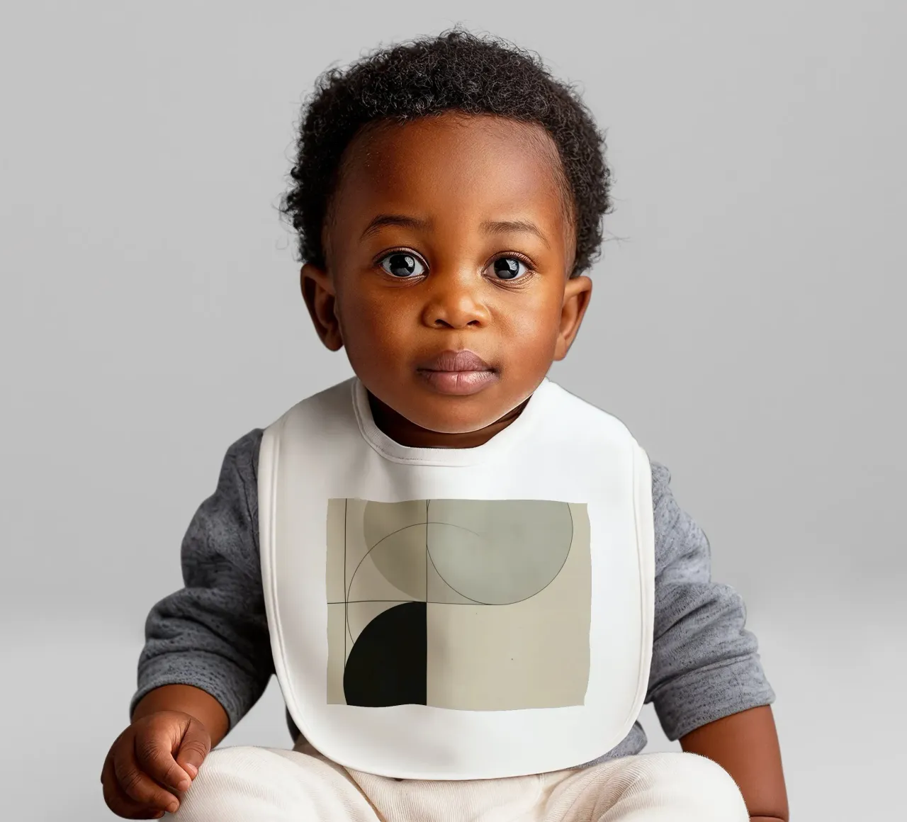 Abstract Composition of Circles Square and Lines baby bib by DesignDoodle