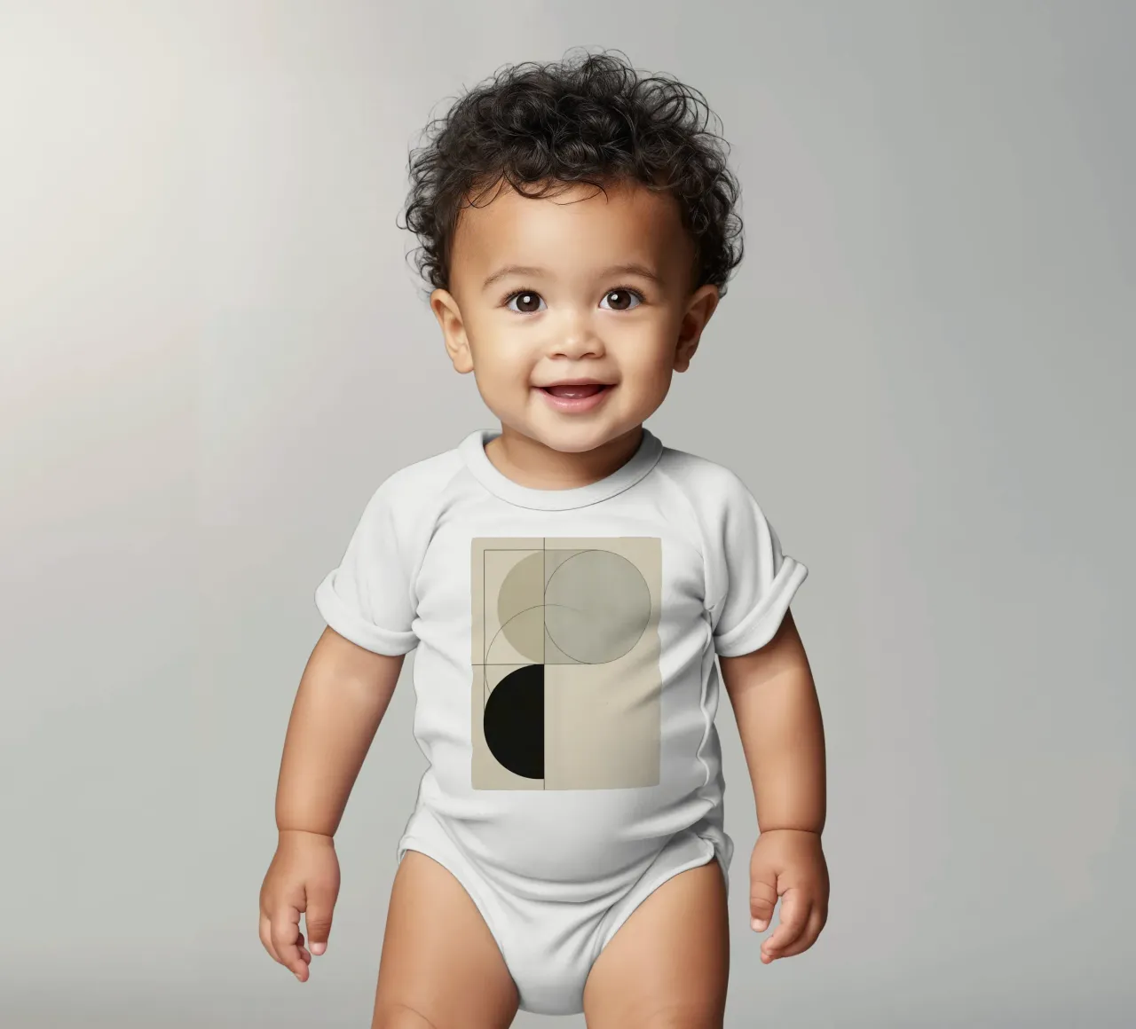 Abstract Composition of Circles Square and Lines short-sleeve baby romper by DesignDoodle