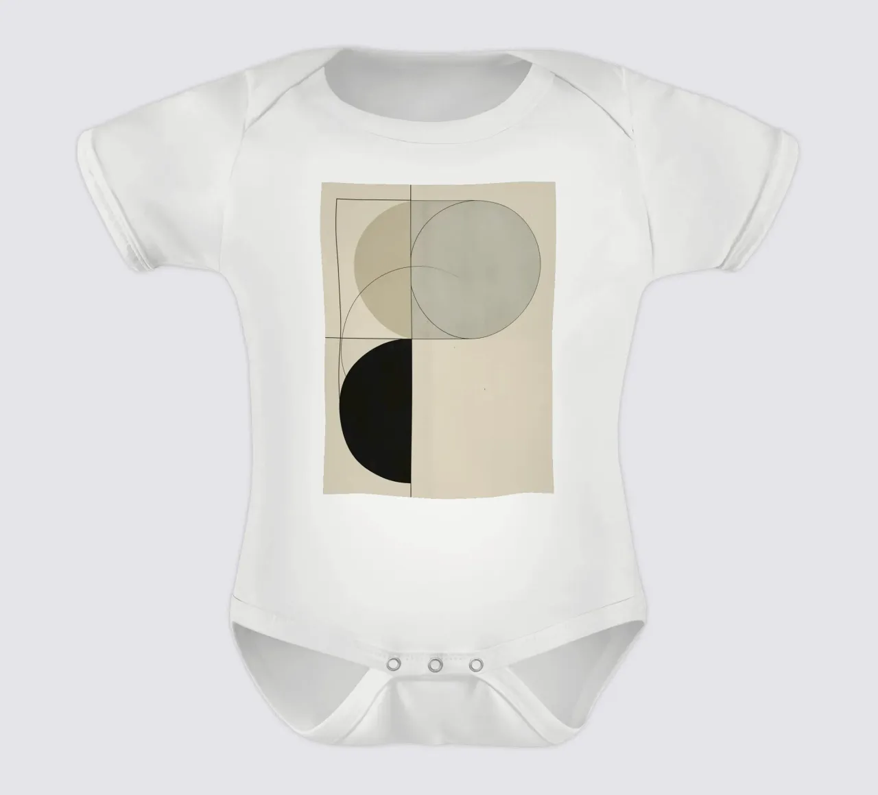 Abstract Composition of Circles Square and Lines short-sleeve baby romper by DesignDoodle