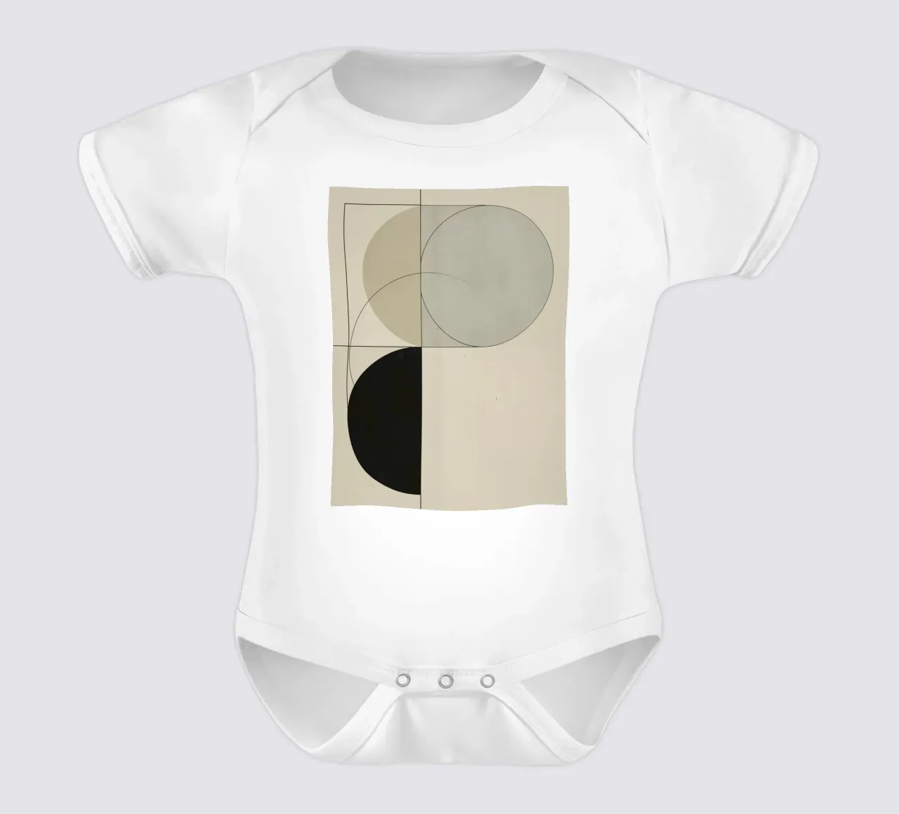 Abstract Composition of Circles Square and Lines short-sleeve baby romper by DesignDoodle
