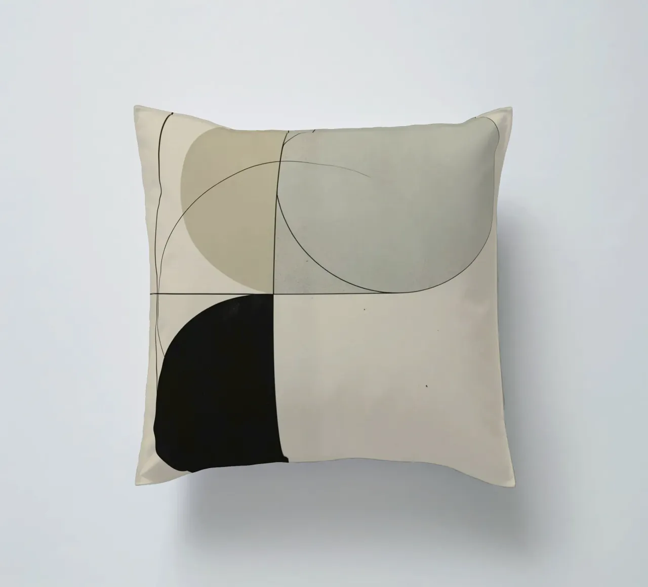 Abstract Composition of Circles Square and Lines decorative cushion by DesignDoodle